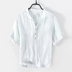 Sommer neue Vintage reine Leinen Kurzarm T-Shirt für Männer dünne einfarbige schlanke Männer Kleidung große Größe bl888 - flohmarkt-deutschland.shop