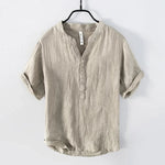Sommer neue Vintage reine Leinen Kurzarm T-Shirt für Männer dünne einfarbige schlanke Männer Kleidung große Größe bl888 - flohmarkt-deutschland.shop