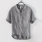 Sommer neue Vintage reine Leinen Kurzarm T-Shirt für Männer dünne einfarbige schlanke Männer Kleidung große Größe bl888 - flohmarkt-deutschland.shop