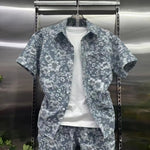 Sommer Shirts + Hosen Männer Sets Neue Männer Casual Druck Hemd Zwei Stück Herren Sportswear Jogger Trainingsanzüge Mode Anzug - flohmarkt-deutschland.shop