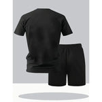 Sommeranzug für Herren, lässig, sportlich, kurzärmelig, T-Shirt + Shorts, bequem und atmungsaktiv, geeignet für Outdoond Fitness - flohmarkt-deutschland.shop