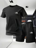 Sommeranzug für Herren, lässig, sportlich, kurzärmelig, T-Shirt + Shorts, bequem und atmungsaktiv, geeignet für Outdoond Fitness - flohmarkt-deutschland.shop