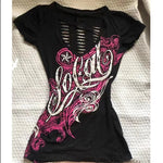 Sommerliches amerikanisches Vintage-Hohlmuster-Design Damen Y2K Punk T-Shirt Slim Kurzarm-T-Shirts Gothic Harajuku Chic Print Top - flohmarkt-deutschland.shop