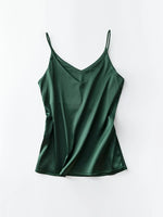 Spaghettiträger-Top für Damen, Neckholder, V-Ausschnitt, Basic, weiß, Cami, ärmellos, Satin-Seiden-Tanktops, Damen-Sommer-Unterhemd - flohmarkt-deutschland.shop