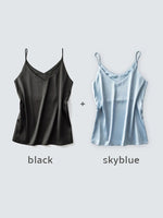 Spaghettiträger-Top für Damen, Neckholder, V-Ausschnitt, Basic, weiß, Cami, ärmellos, Satin-Seiden-Tanktops, Damen-Sommer-Unterhemd - flohmarkt-deutschland.shop