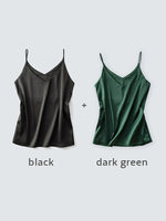 Spaghettiträger-Top für Damen, Neckholder, V-Ausschnitt, Basic, weiß, Cami, ärmellos, Satin-Seiden-Tanktops, Damen-Sommer-Unterhemd - flohmarkt-deutschland.shop
