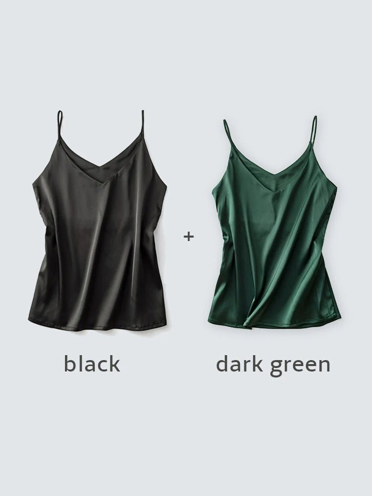 Spaghettiträger-Top für Damen, Neckholder, V-Ausschnitt, Basic, weiß, Cami, ärmellos, Satin-Seiden-Tanktops, Damen-Sommer-Unterhemd - flohmarkt-deutschland.shop