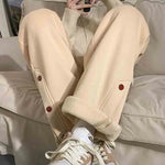 Sports Hosen Männer feste Buchstaben Patchwork Tasche lose Herbst gerade breite Bein Hose - flohmarkt-deutschland.shop