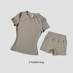 Sports Sets Fitness Hip-lifting Tight Top Short Sleeve Running Workout Gym Shorts Tracksuits For Women Breathable Sports Suits - flohmarkt-deutschland.shop
