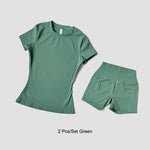 Sports Sets Fitness Hip-lifting Tight Top Short Sleeve Running Workout Gym Shorts Tracksuits For Women Breathable Sports Suits - flohmarkt-deutschland.shop