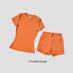 Sports Sets Fitness Hip-lifting Tight Top Short Sleeve Running Workout Gym Shorts Tracksuits For Women Breathable Sports Suits - flohmarkt-deutschland.shop