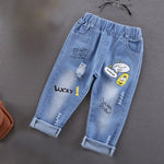 Spring Autumn Children Jeans Boys Cotton Print Splice Stretch Denim Pants Korean Teenage Trousers Wear Kids ClothingDenimRipped - flohmarkt-deutschland.shop