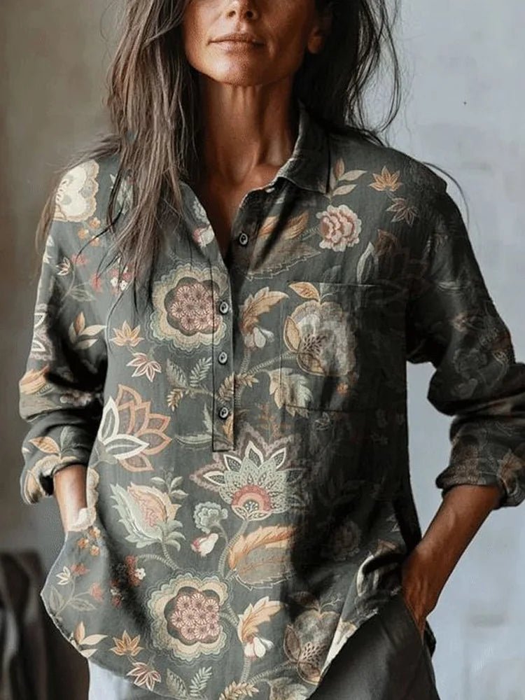 Spring Autumn Women's Casual Long Sleeve Shirts Floral Print Pullover Shirt Herbst Damen Kleidung Camisa Blouses Woman - flohmarkt-deutschland.shop