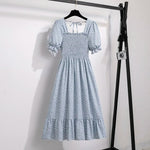 Spring Summer Chiffon Dresses Fashion Female Elastic Waist Short Sleeve Pleated Casual Dress Women A-line Dresses Vestidos - flohmarkt-deutschland.shop