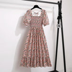 Spring Summer Chiffon Dresses Fashion Female Elastic Waist Short Sleeve Pleated Casual Dress Women A-line Dresses Vestidos - flohmarkt-deutschland.shop