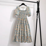 Spring Summer Chiffon Dresses Fashion Female Elastic Waist Short Sleeve Pleated Casual Dress Women A-line Dresses Vestidos - flohmarkt-deutschland.shop