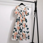 Spring Summer Chiffon Dresses Fashion Female Elastic Waist Short Sleeve Pleated Casual Dress Women A-line Dresses Vestidos - flohmarkt-deutschland.shop