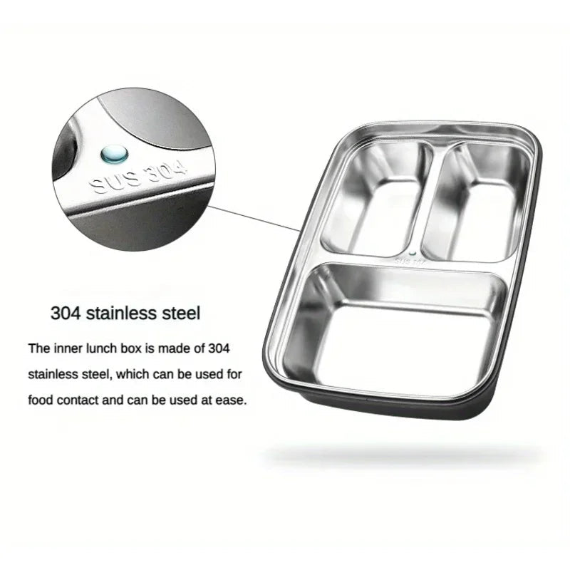 StahlBento Auslaufsichere Lunchbox Aus Edelstahl Mit 3 Von 4 Fächern - Langlebig Leicht Zu Reinigen - flohmarkt-deutschland.shop
