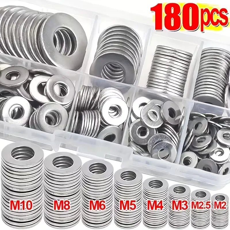 Stainless Steel Flat Washer Assortment Kit (M2, M2.5, M3, M4, M5, M6, M8, M10) - Suitable for Home Decorations& Factory Repairs - flohmarkt-deutschland.shop
