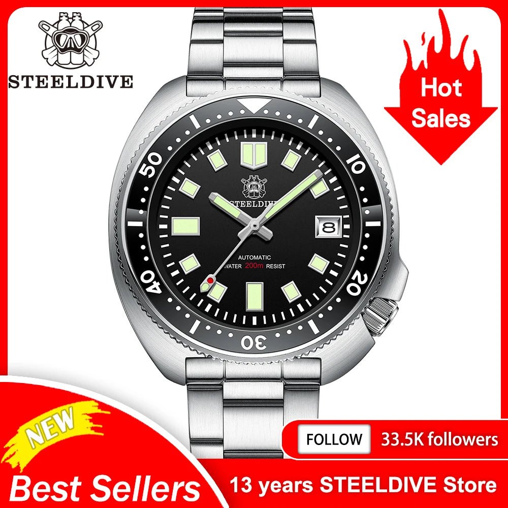 Steeldive SD1970 Taucheruhr – 200m, Saphirglas, NH35 Automatik, Keramiklünette, 44mm - flohmarkt-deutschland.shop