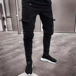 Stretch Jeans for Men Black Big Side Pockets Cargo Male Jeans Fashion Zipper Small Foot Denim Pants Elastic Jogging Trousers - flohmarkt-deutschland.shop