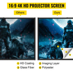 SucceBuy 100 Inch Tripod Projector Screen with Stand 16:9 4K HD Portable Projection Home Cinema for Indoor & Outdoor Projection - flohmarkt-deutschland.shop