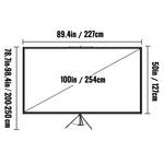 SucceBuy 100 Inch Tripod Projector Screen with Stand 16:9 4K HD Portable Projection Home Cinema for Indoor & Outdoor Projection - flohmarkt-deutschland.shop