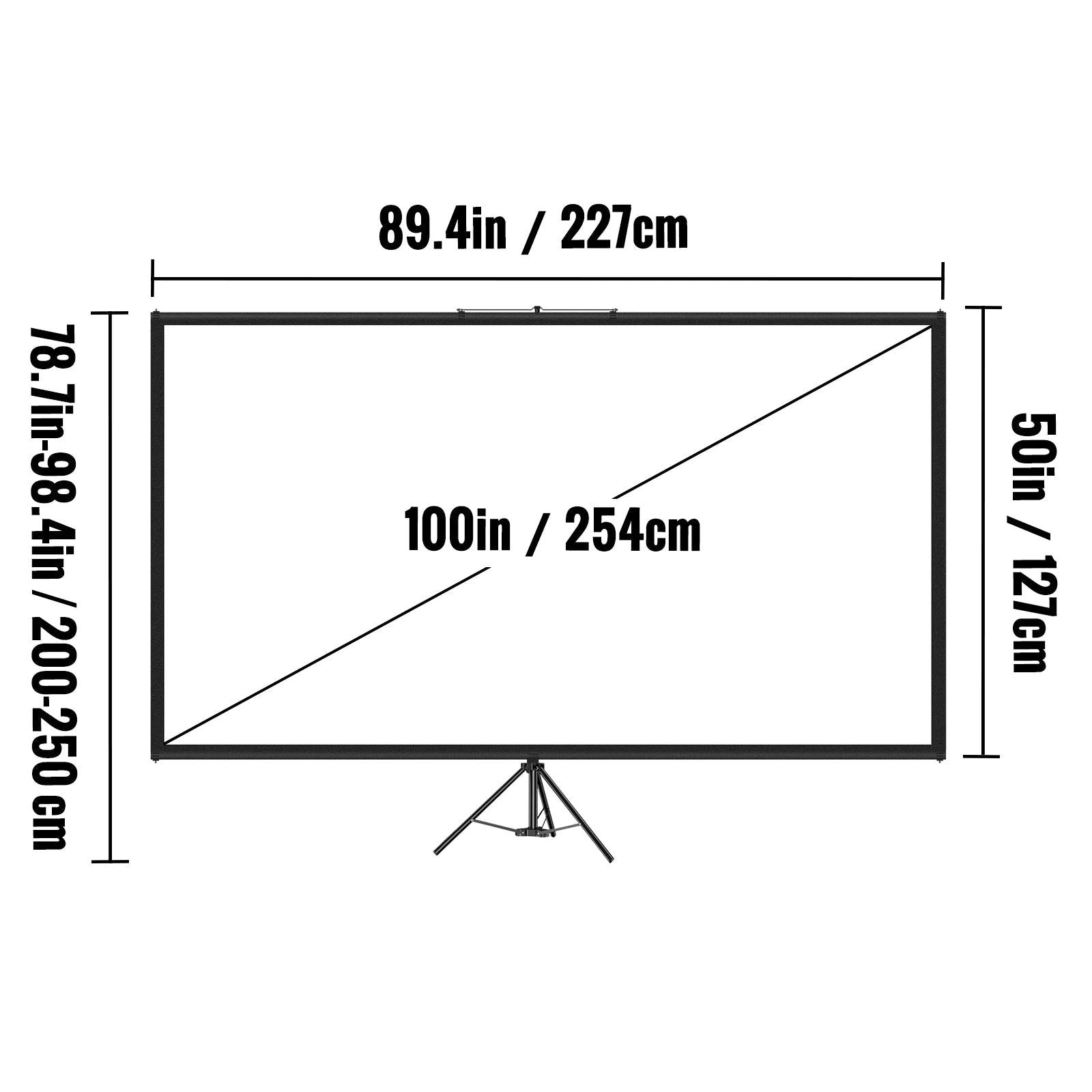SucceBuy 100 Inch Tripod Projector Screen with Stand 16:9 4K HD Portable Projection Home Cinema for Indoor & Outdoor Projection - flohmarkt-deutschland.shop