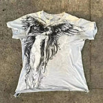 Summer European and American fashion men's breathable and comfortable round neck T-shirt wing cross print outdoor top - flohmarkt-deutschland.shop