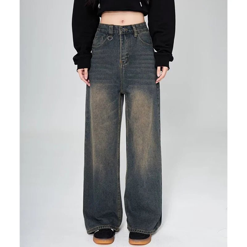 Summer Men Baggy Jeans Unisex Vintage American Style Straight Wide Leg Denim Pants Fashion Brand Hot Sale Casual Trousers - flohmarkt-deutschland.shop