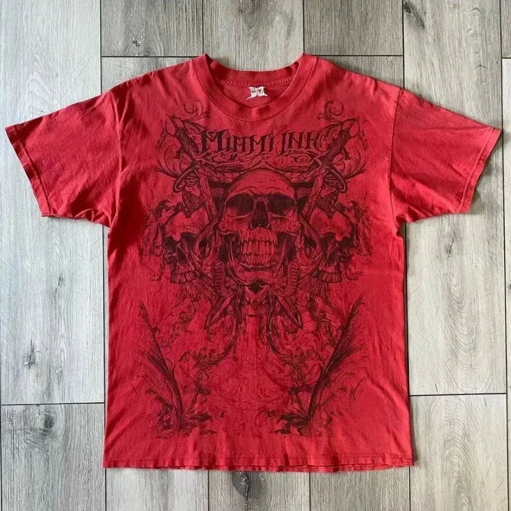 Summer Men's Breathable Round Neck T-shirt Y2K Retro Clothing Punk Hip Hop Pattern Printed Outdoor Fashion Top - flohmarkt-deutschland.shop
