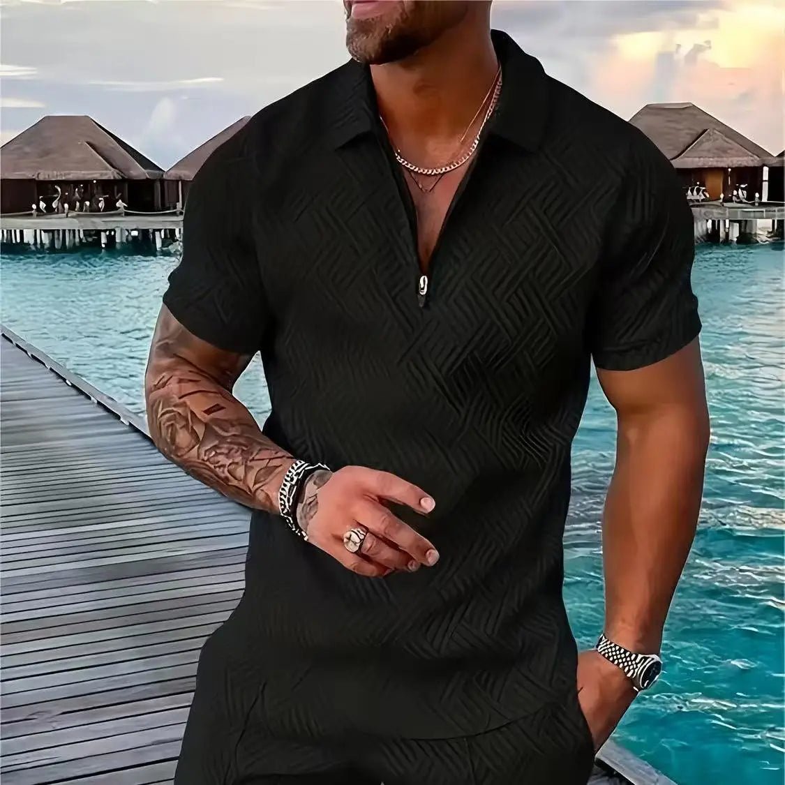 Summer Men's New Trendy Brand Random Printing Fashion Two-piece Set Casual Loose Short-sleeved Shorts Set - flohmarkt-deutschland.shop