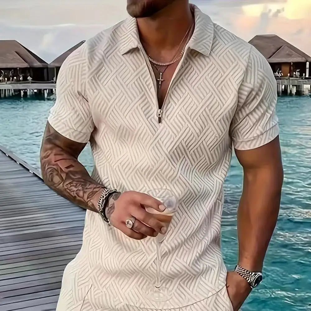Summer Men's New Trendy Brand Random Printing Fashion Two-piece Set Casual Loose Short-sleeved Shorts Set - flohmarkt-deutschland.shop