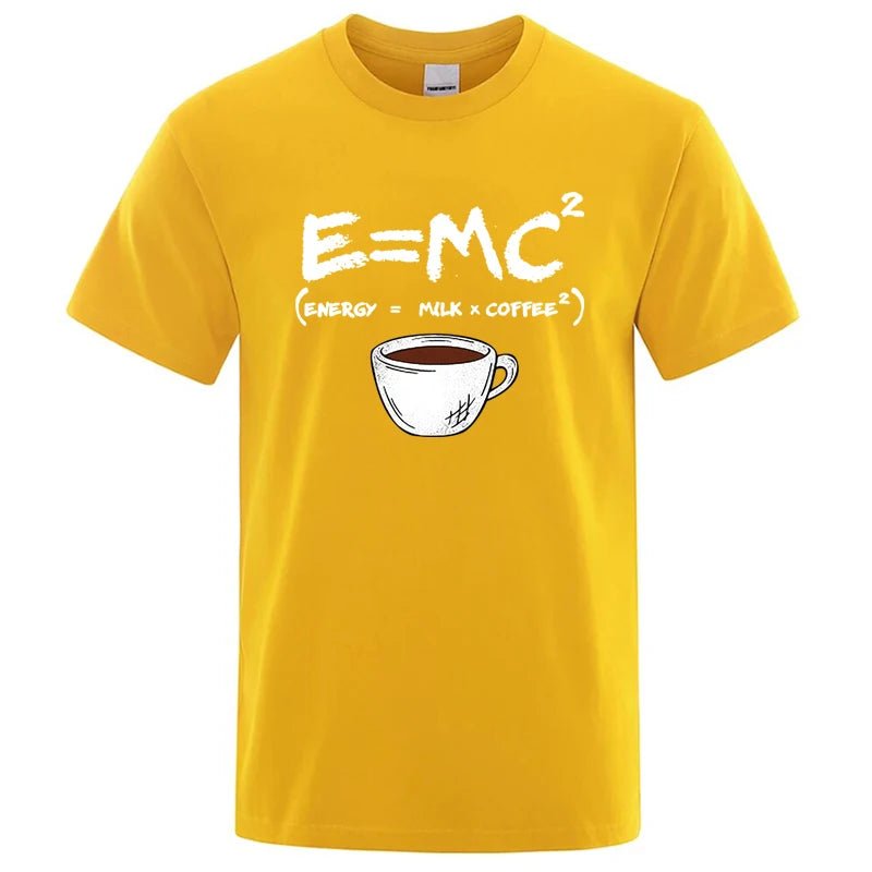 Summer Men's T-shirt 100% Cotton Casual Funny Energy=Milk+Coffee Print Men Cool Loose O-neck Tops For Men Short Sleeve Male Tees - flohmarkt-deutschland.shop