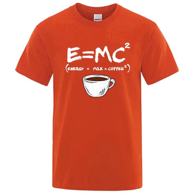 Summer Men's T-shirt 100% Cotton Casual Funny Energy=Milk+Coffee Print Men Cool Loose O-neck Tops For Men Short Sleeve Male Tees - flohmarkt-deutschland.shop