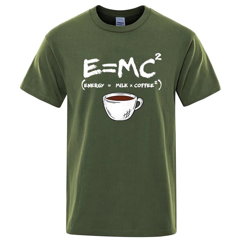 Summer Men's T-shirt 100% Cotton Casual Funny Energy=Milk+Coffee Print Men Cool Loose O-neck Tops For Men Short Sleeve Male Tees - flohmarkt-deutschland.shop