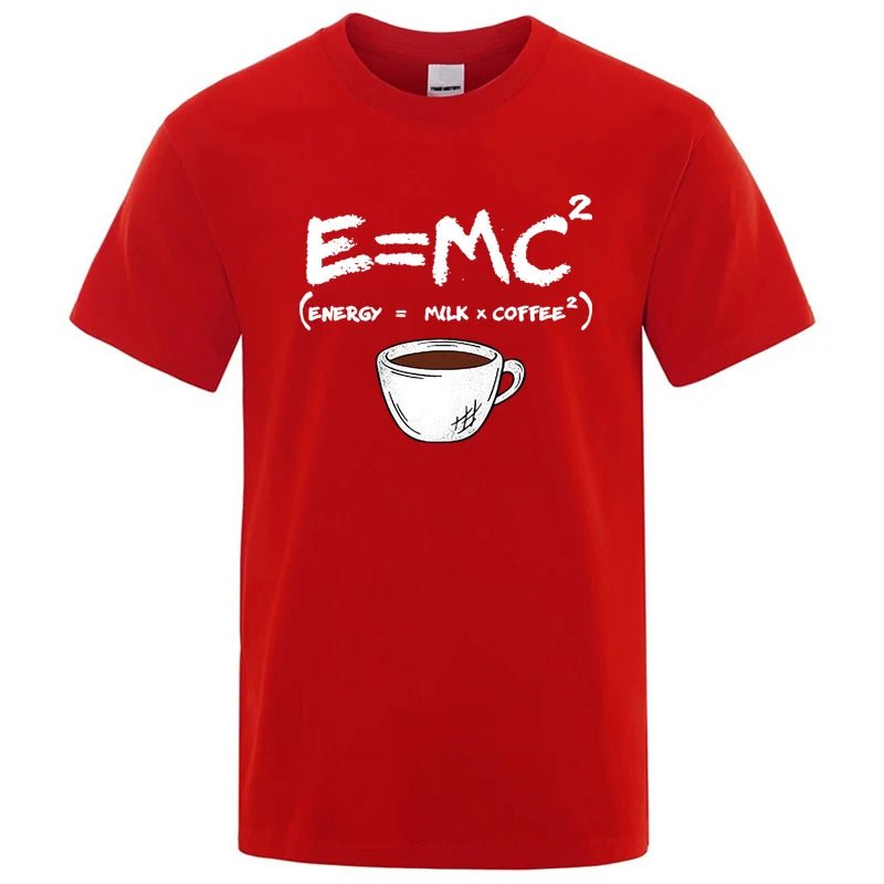 Summer Men's T-shirt 100% Cotton Casual Funny Energy=Milk+Coffee Print Men Cool Loose O-neck Tops For Men Short Sleeve Male Tees - flohmarkt-deutschland.shop