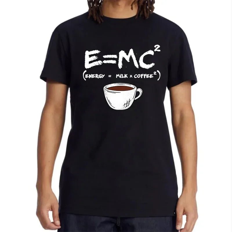 Summer Men's T-shirt 100% Cotton Casual Funny Energy=Milk+Coffee Print Men Cool Loose O-neck Tops For Men Short Sleeve Male Tees - flohmarkt-deutschland.shop