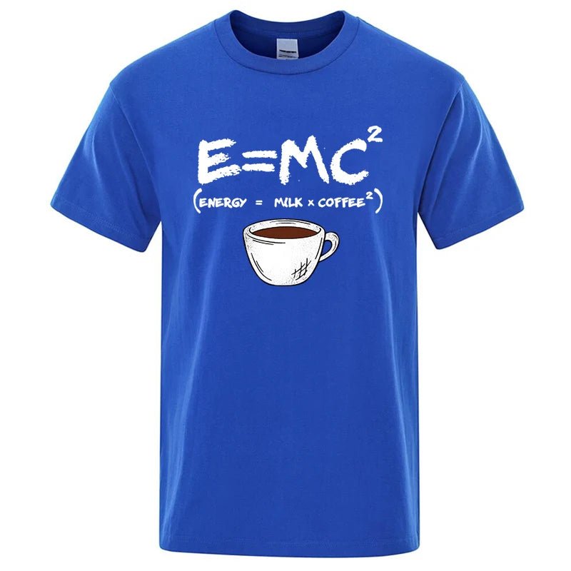 Summer Men's T-shirt 100% Cotton Casual Funny Energy=Milk+Coffee Print Men Cool Loose O-neck Tops For Men Short Sleeve Male Tees - flohmarkt-deutschland.shop