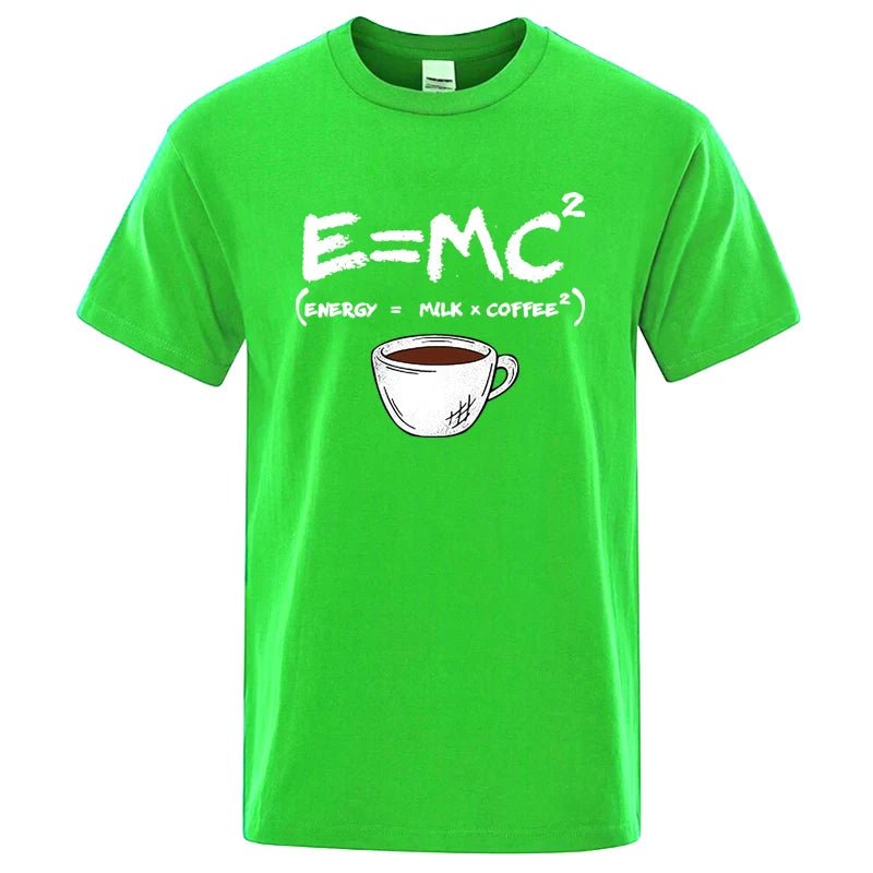 Summer Men's T-shirt 100% Cotton Casual Funny Energy=Milk+Coffee Print Men Cool Loose O-neck Tops For Men Short Sleeve Male Tees - flohmarkt-deutschland.shop