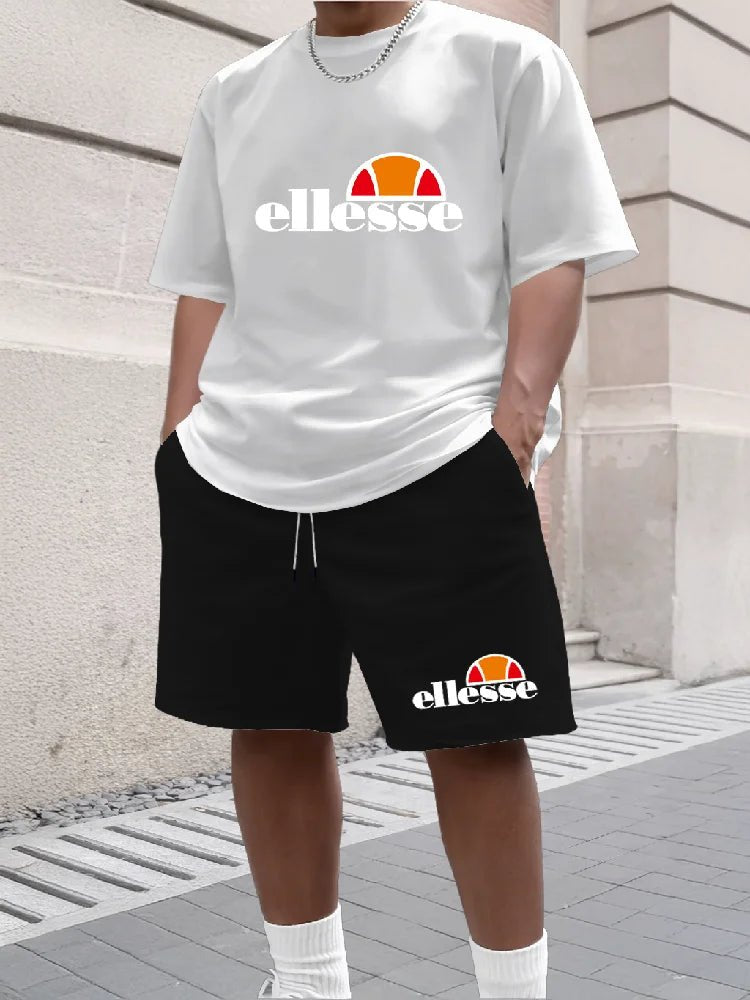 Summer New Men's Casual Fashion Outdoor Sports Men's Clothing, Printed T-shirt Casual Home Leisure 2-piece Set - flohmarkt-deutschland.shop