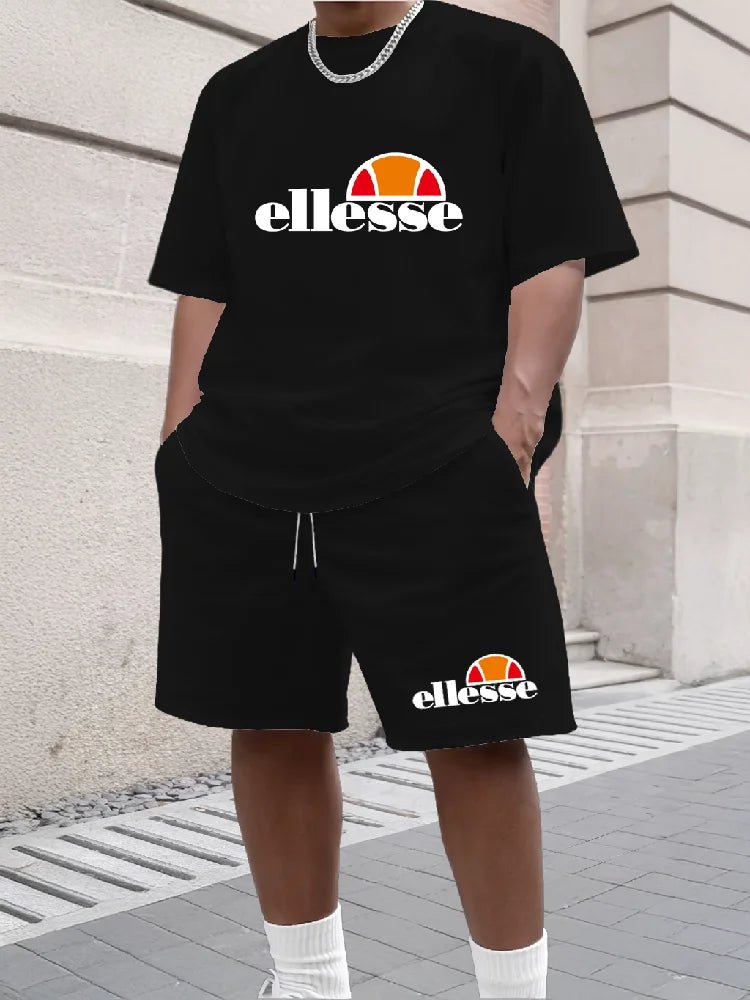 Summer New Men's Casual Fashion Outdoor Sports Men's Clothing, Printed T-shirt Casual Home Leisure 2-piece Set - flohmarkt-deutschland.shop