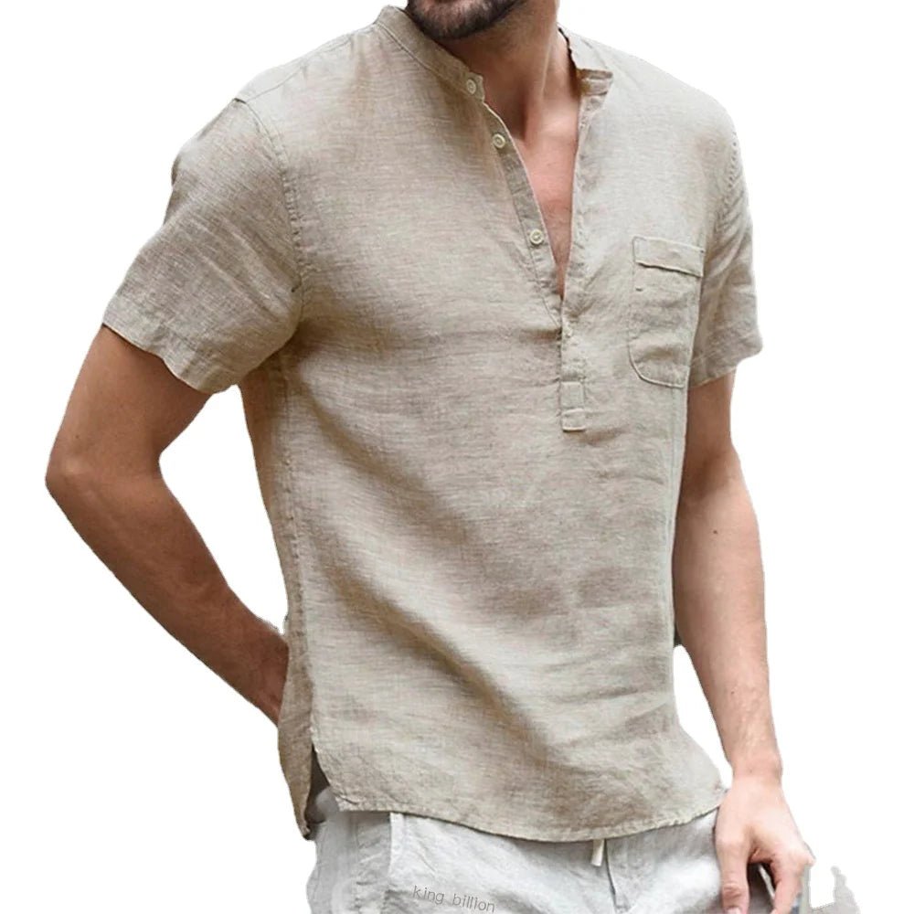 Summer New Men's Short-Sleeved T-shirt Cotton and Linen Led Casual Men's T-shirt Shirt Male Breathable S-3XL - flohmarkt-deutschland.shop