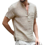 Summer New Men's Short-Sleeved T-shirt Cotton and Linen Led Casual Men's T-shirt Shirt Male Breathable S-3XL - flohmarkt-deutschland.shop
