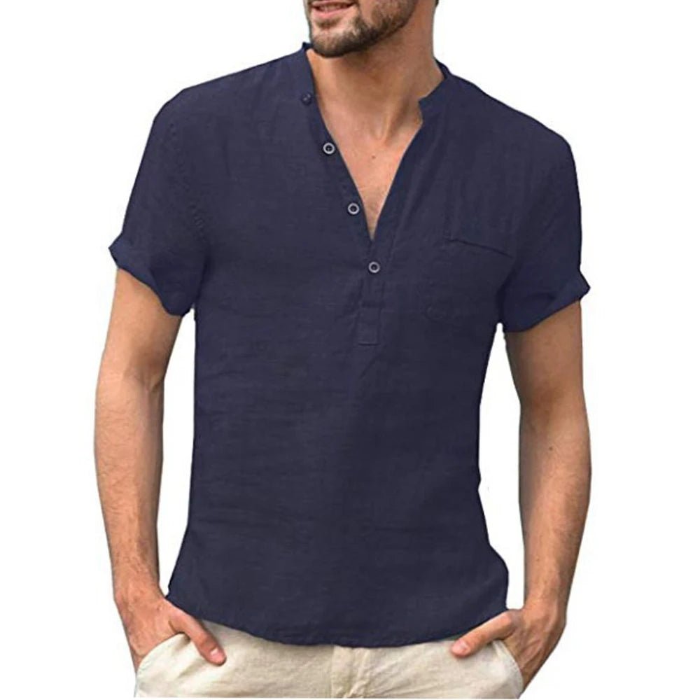 Summer New Men's Short-Sleeved T-shirt Cotton and Linen Led Casual Men's T-shirt Shirt Male Breathable S-3XL - flohmarkt-deutschland.shop