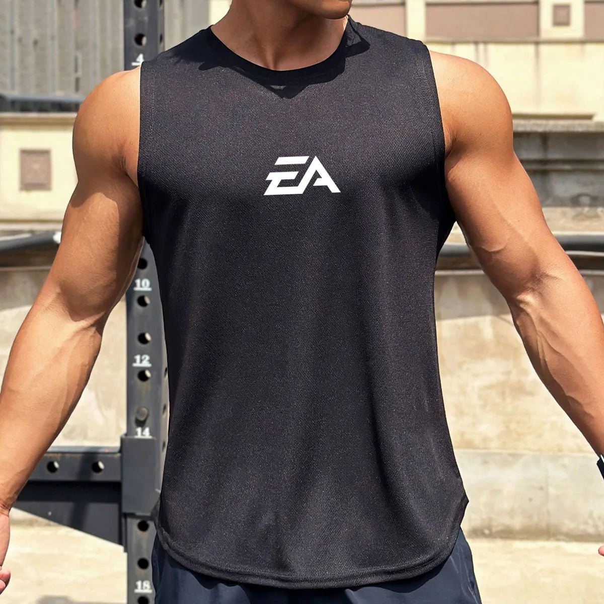 Summer New Trend Men's Pullover Round Neck Mesh Bottom Shirt Sports Fitness Swimming Running Shirt Sleeveless Vest Quick Dry - flohmarkt-deutschland.shop