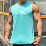 Summer New Trend Men's Pullover Round Neck Mesh Bottom Shirt Sports Fitness Swimming Running Shirt Sleeveless Vest Quick Dry - flohmarkt-deutschland.shop