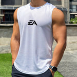 Summer New Trend Men's Pullover Round Neck Mesh Bottom Shirt Sports Fitness Swimming Running Shirt Sleeveless Vest Quick Dry - flohmarkt-deutschland.shop