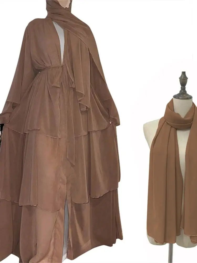 Summer Open Chiffon Khimar Kimono Abaya Dubai Luxury 2024 Muslim Sets Modest Kaftan Hijab Dresses For Women Islam Kebaya Damen - flohmarkt-deutschland.shop
