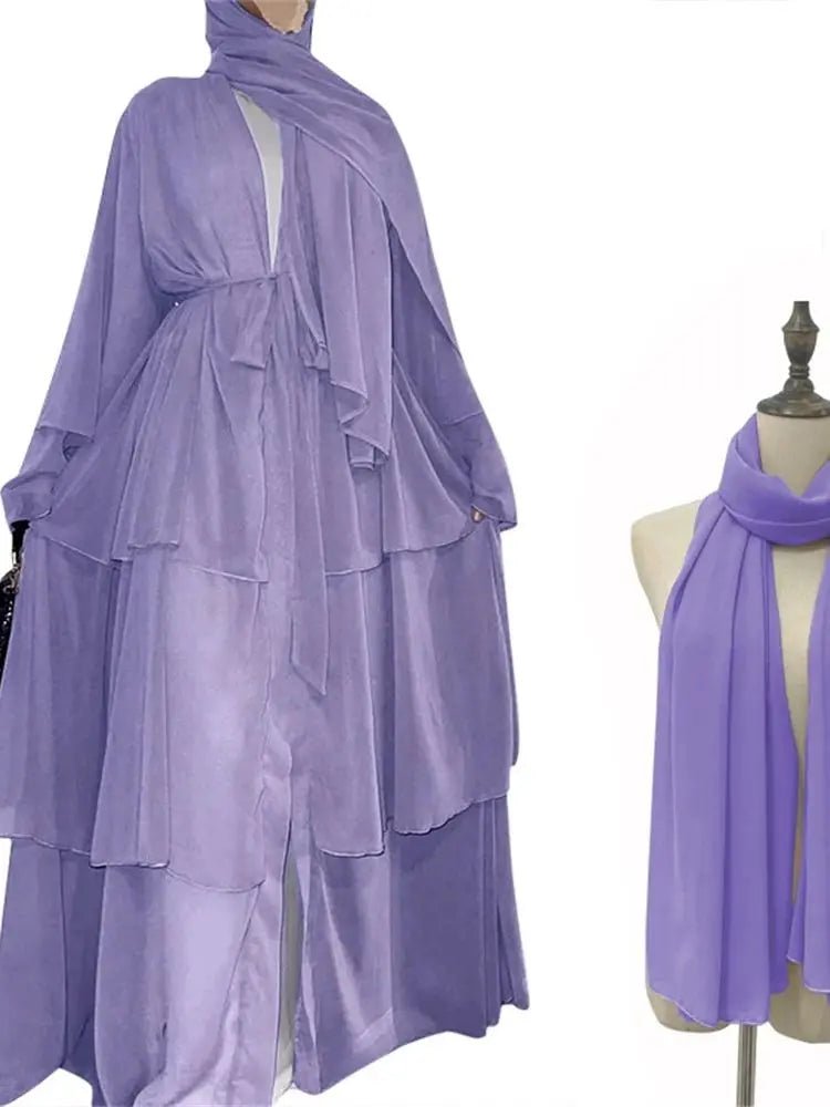 Summer Open Chiffon Khimar Kimono Abaya Dubai Luxury 2024 Muslim Sets Modest Kaftan Hijab Dresses For Women Islam Kebaya Damen - flohmarkt-deutschland.shop